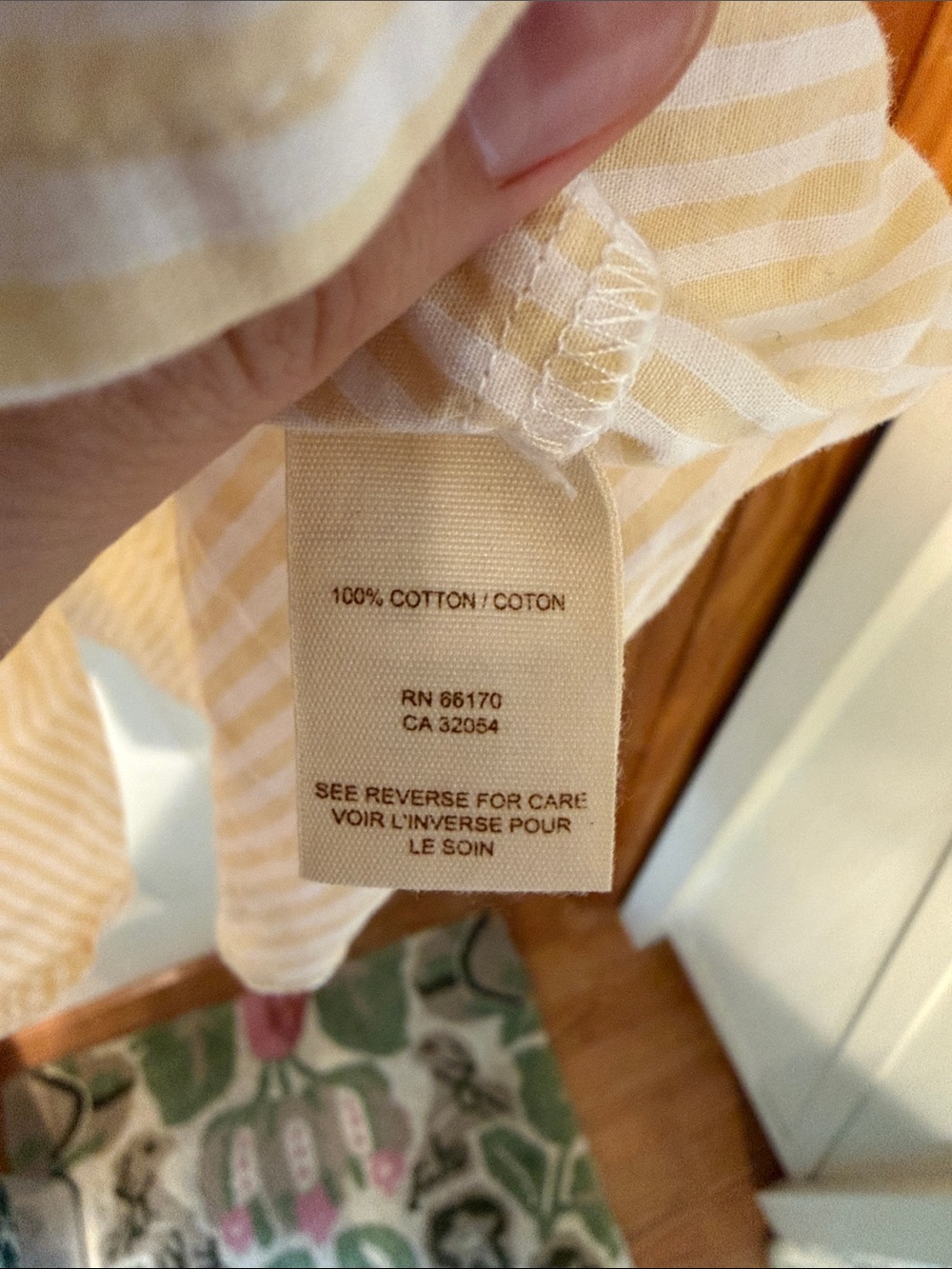 Free People- Light Yellow Striped Button-Front Women’s Tunic Top/mini-dress - Picture 4 of 6